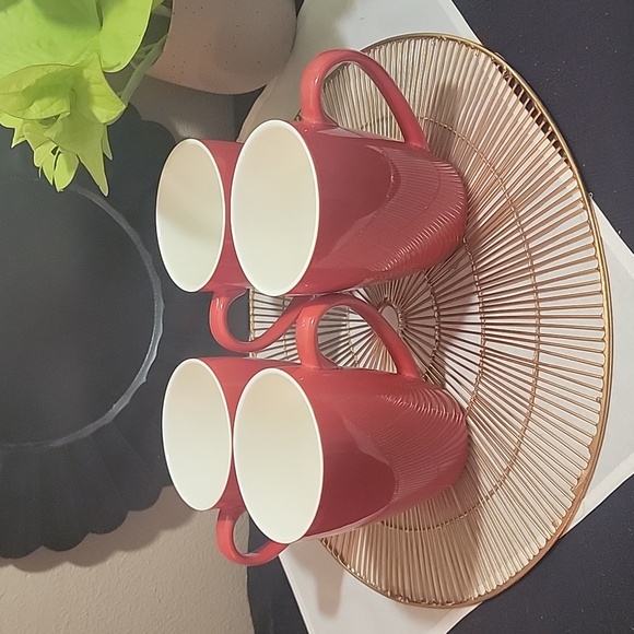 Sweese Red Porcelain Coffee Mugs Set Of Four - Picture 1 of 5